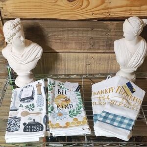 Bee Kind Kitchen Towel Set - White and Yellow